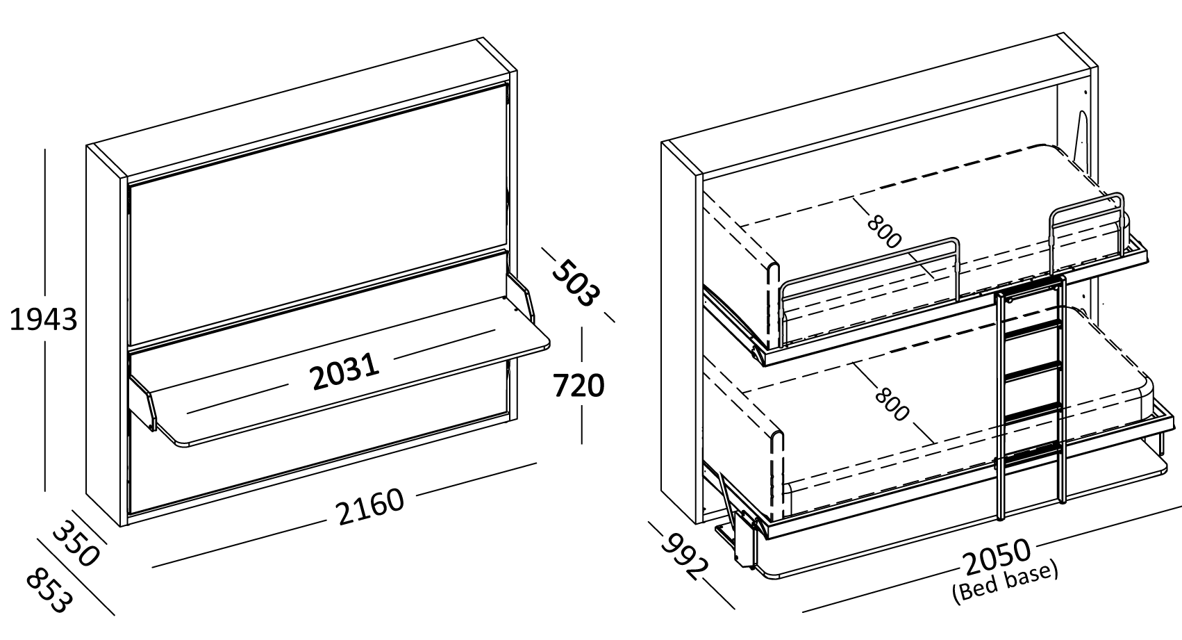 Opklapbaar stapelbed BedHabits 8